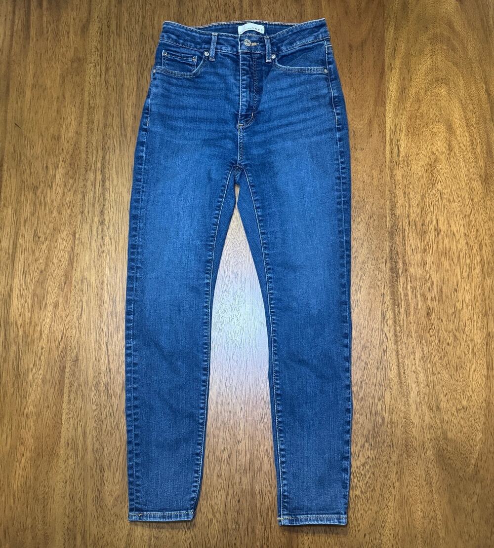 LOFT Curvy High Rise Skinny Jeans Womens 26 2 Dark Indigo Stretch Denim 574933